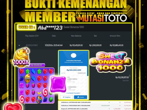WITHDRAW SULTAN SWEET BONANZA 1000
