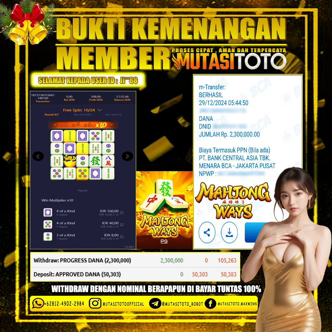KEMENANGAN MEMBER BERMAIN DI PG SOFT – MAHJONG WAYS