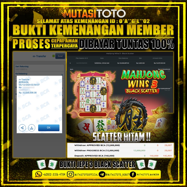 KEMENANGAN MEMBER BERMAIN PRAGAMATIC PLAY MAHJONG WINS 3