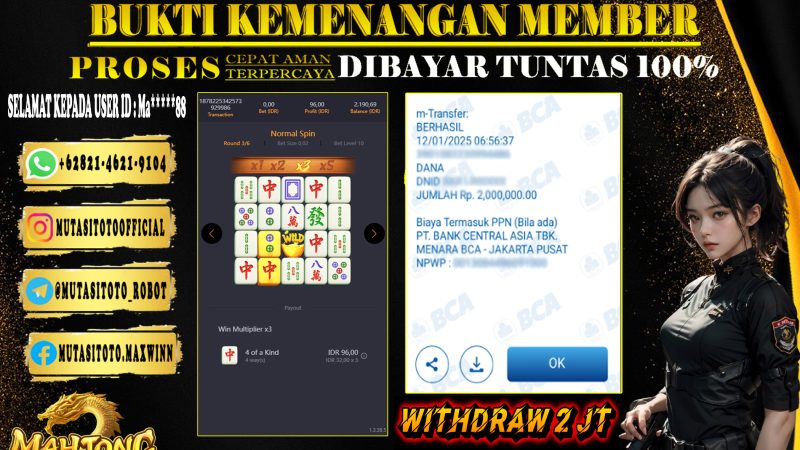 KEMENANGAN MEMBER BERMAIN MAHJONG WAYS DI PG SOFT