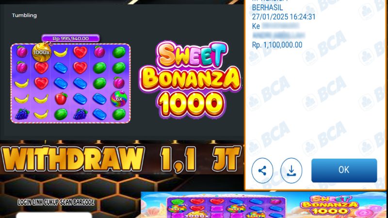KEMENANGAN MEMBER BERMAIN DI SWEET BONANZA 1000