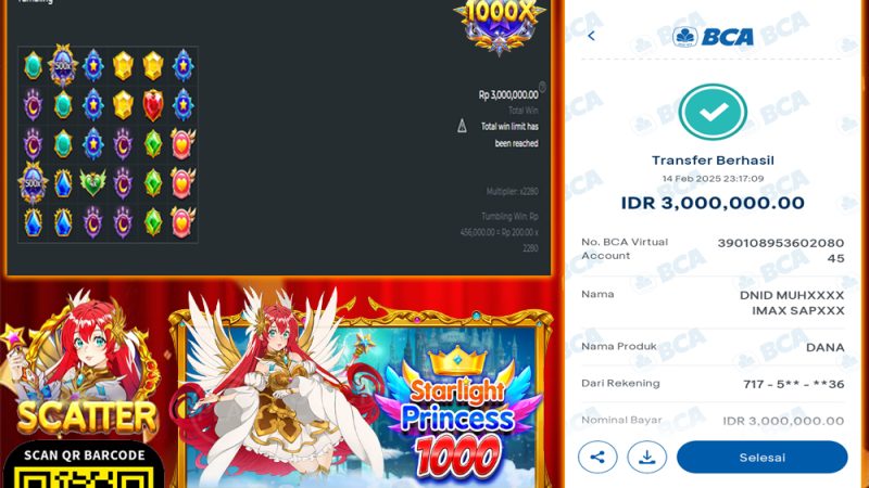 KEMENANGAN MEMBER BERMAIN DI STARLIGHT PRINCESS 1000