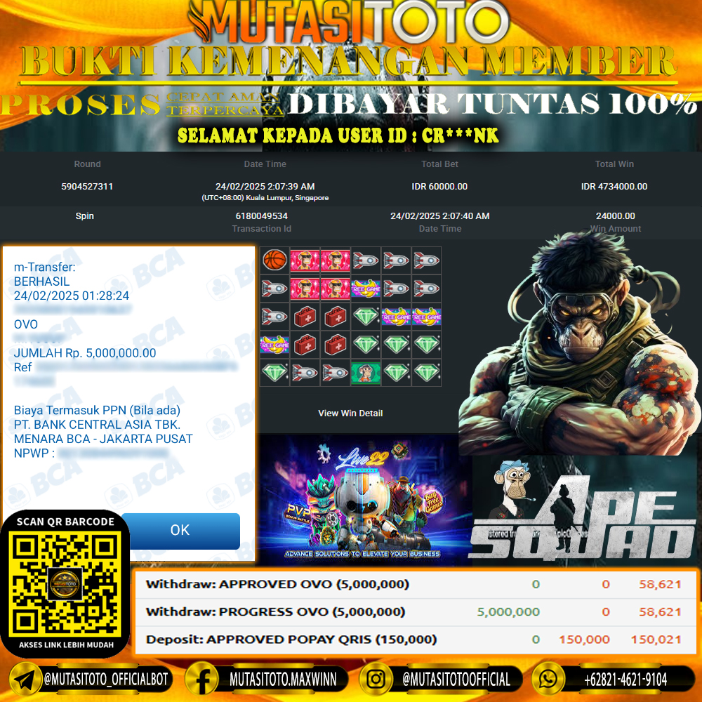 KEMENANGAN MEMBER BERMAIN DI LIVE 22 – APES SQUAD