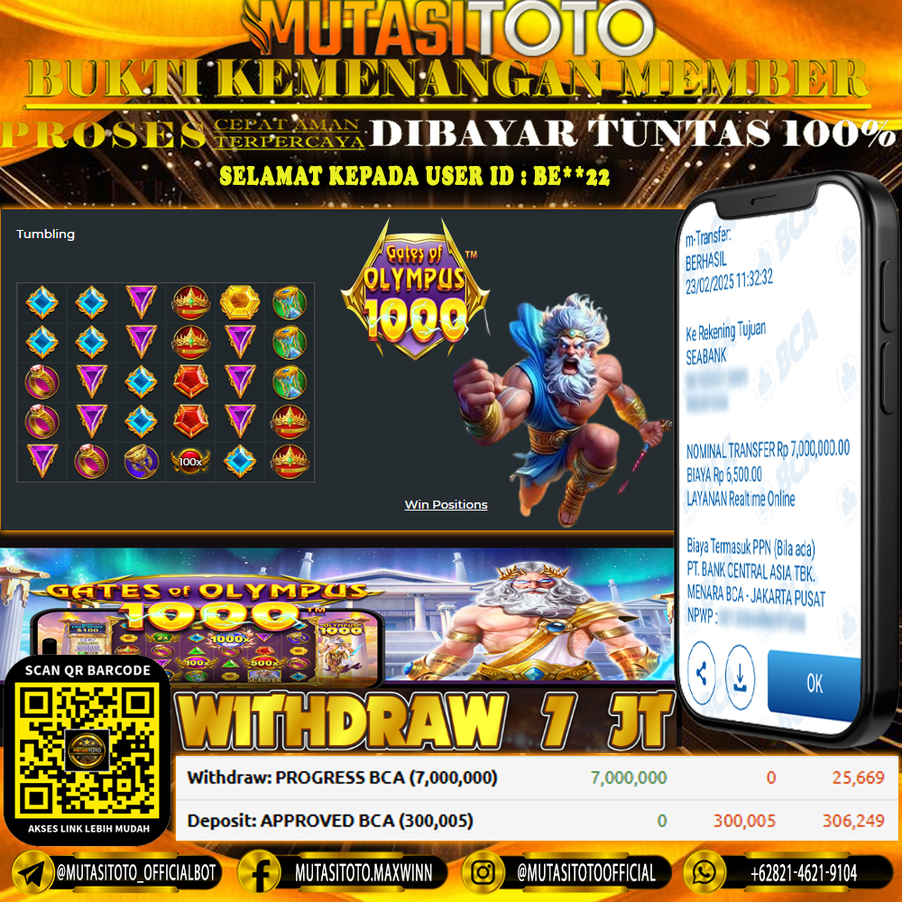 KEMENANGAN MEMBER BERMAIN DI GATES OF OLYMPUS 1000