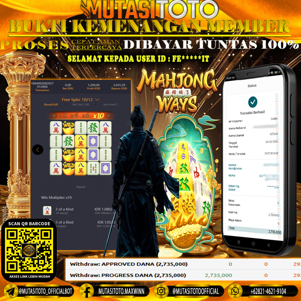 KEMENANGAN MEMBER BERMAIN DI MAHJONG WAYS PG SOFT