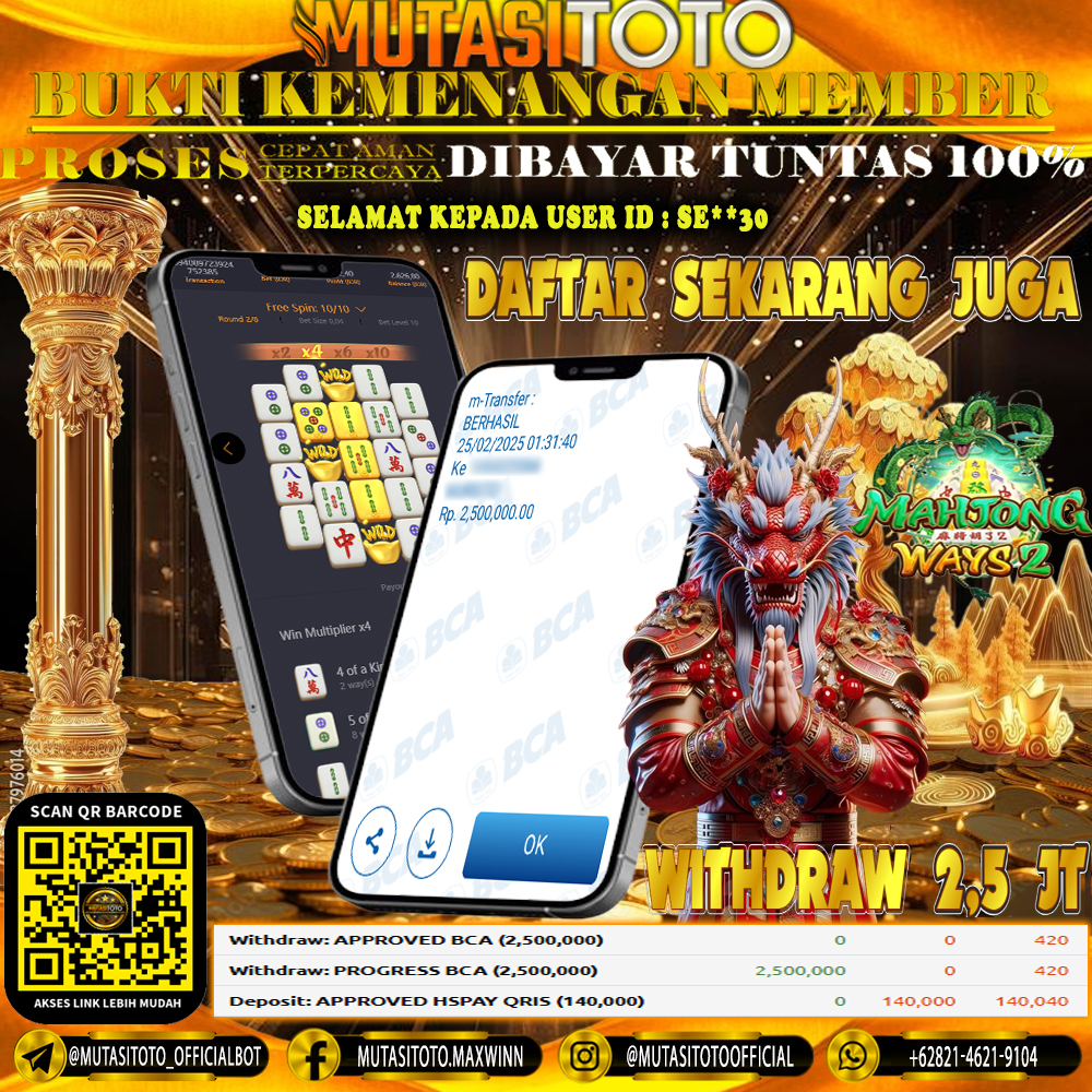 KEMENANGAN MEMBER BERMAIN DI MAHJONG WAYS 2 PG SOFT