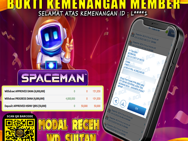 KEMENANGAN MEMBER BERMAIN DI LIVE GAME PP SPACEMAN