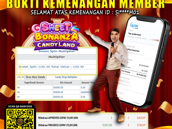 KEMENANGAN MEMBER BERMAIN DI LIVE – SWEET BONANZA CANDYLAND