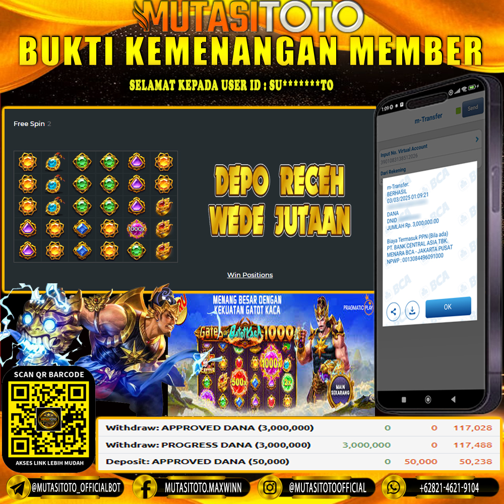 KEMENANGAN MEMBER BERMAIN DI GATES OF GATOTKACA 1000