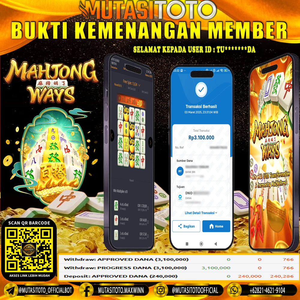 KEMENANGAN MEMBER BERMAIN DI MAHJONG WAYS PG SOFT