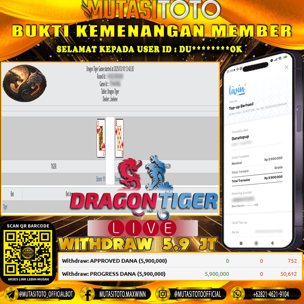 KEMENANGAN MEMBER BERMAIN DI LIVE – DRAGON TIGER