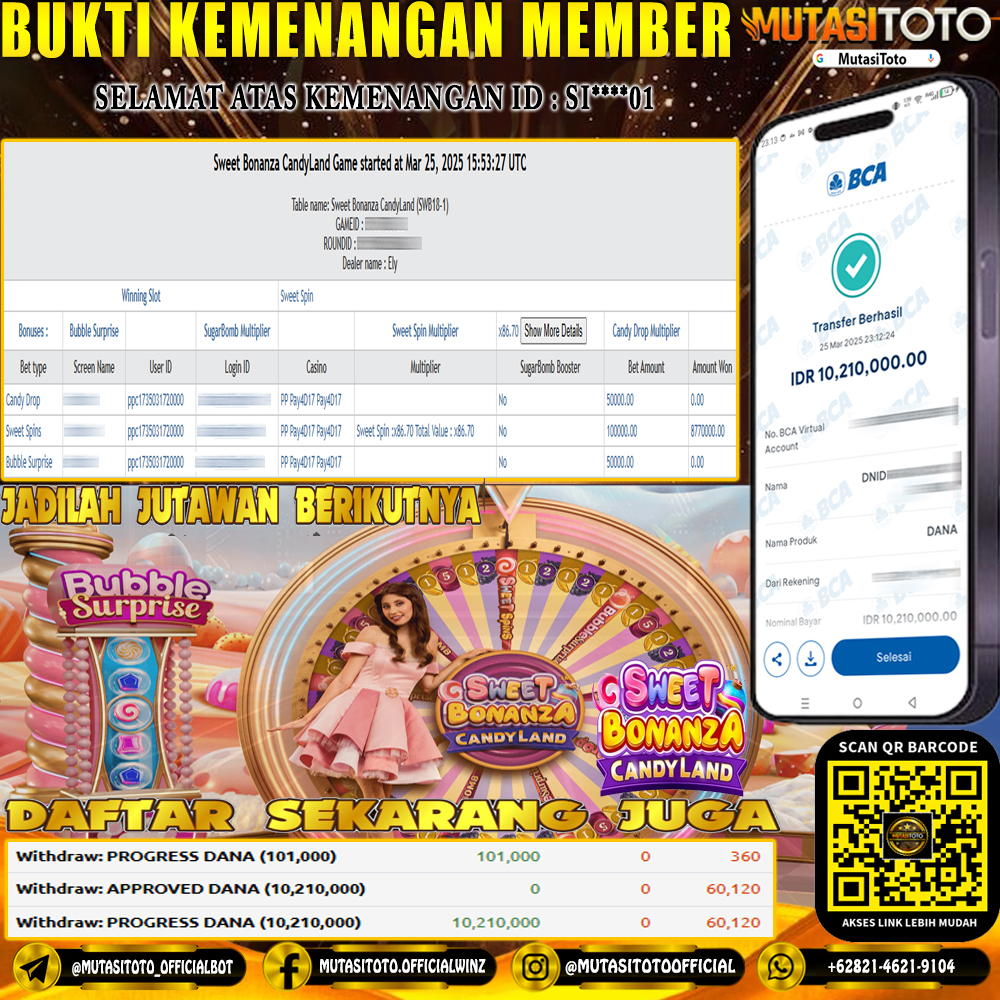 KEMENANGAN MEMBER BERMAIN DI LIVE – SWEET BONANZA CANDYLAND