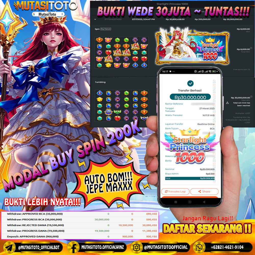 KEMENANGAN MEMBER BERMAIN DI STARLIGHT PRINCESS 1000