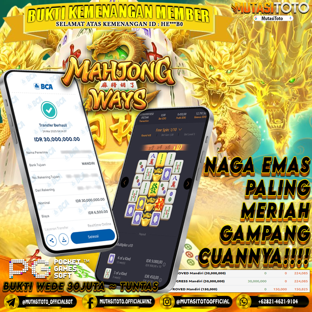 KEMENANGAN MEMBER BERMAIN DI MAHJONG WAYS  PG SOFT