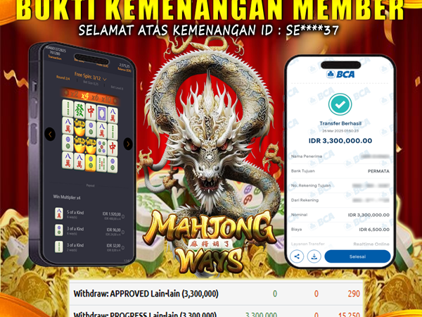 KEMENANGAN MEMBER BERMAIN DI MAHJONG WAYS  PG SOFT