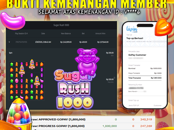 KEMENANGAN MEMBER BERMAIN DI SUGAR RUSH 1000