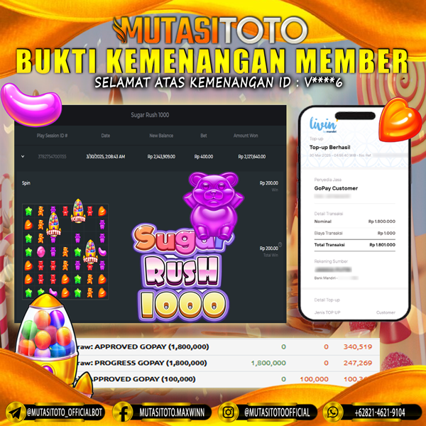 KEMENANGAN MEMBER BERMAIN DI SUGAR RUSH 1000