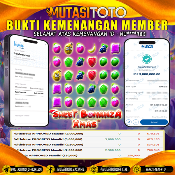 KEMENANGAN MEMBER BERMAIN DI SWEET BONANZA XMAS