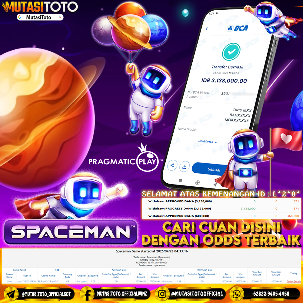 KEMENANGAN MEMBER BERMAIN DI LIVE GAME PP SPACEMAN