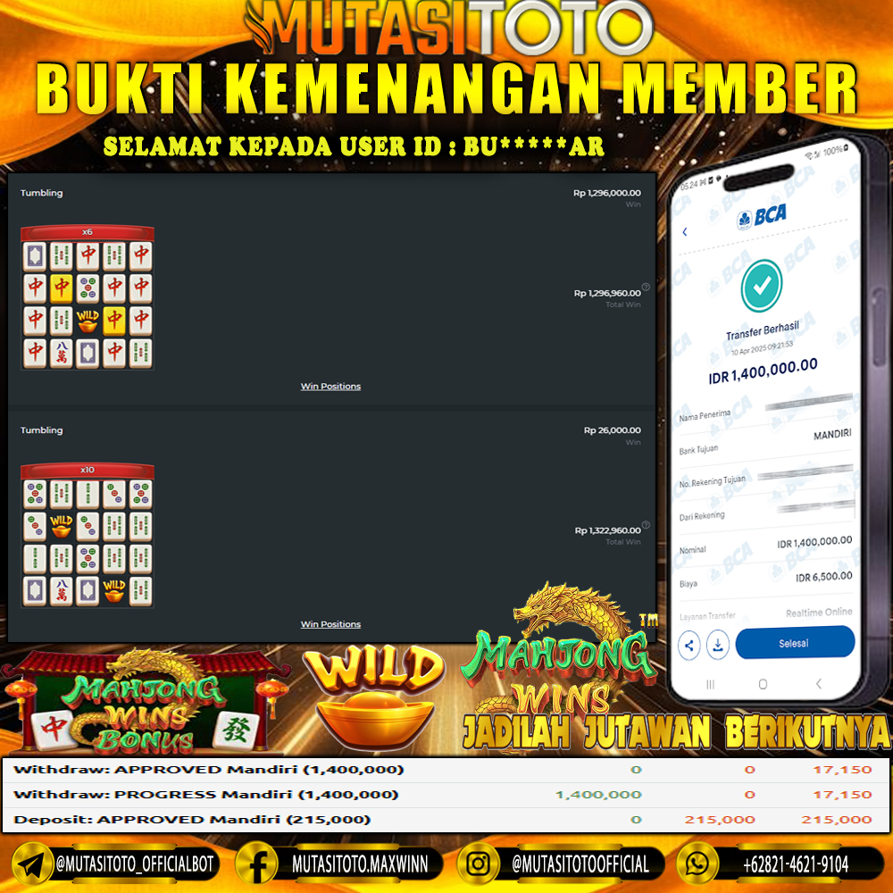 WITHDRAW MAHJONG WINS BONUS