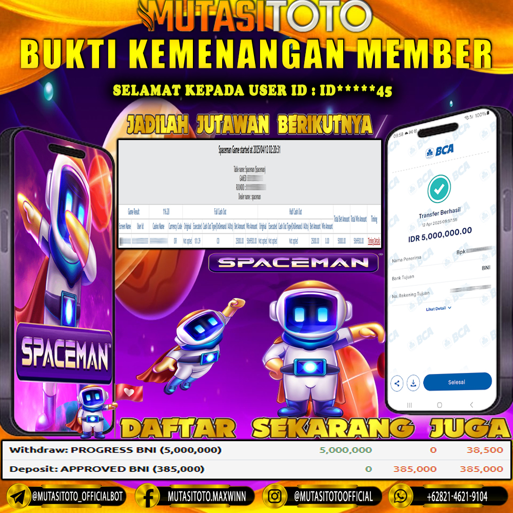 KEMENANGAN MEMBER BERMAIN DI LIVE GAME PP SPACEMAN