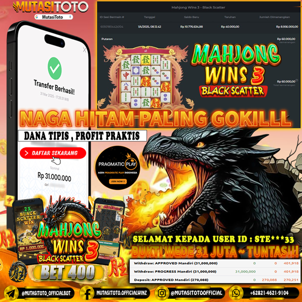 KEMENANGAN MEMBER BERMAIN DI MAHJONG WINS 3 PRAGMATIC PLAY