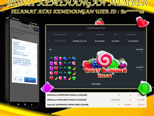 KEMENANGAN MEMBER BERMAIN DI SWEET BONANZA XMAS