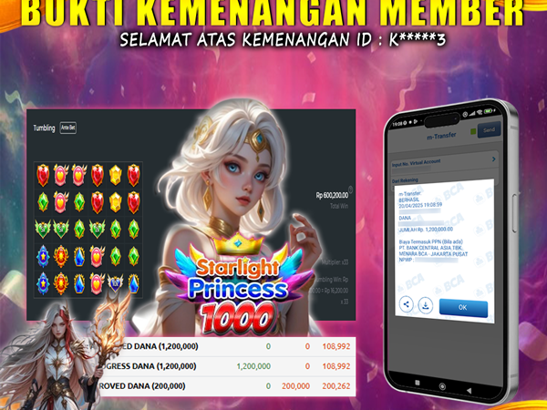 KEMENANGAN MEMBER BERMAIN DI STARLIGHT PRINCESS 1000