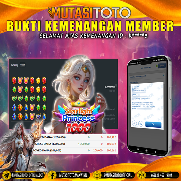 KEMENANGAN MEMBER BERMAIN DI STARLIGHT PRINCESS 1000