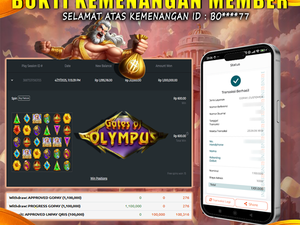 KEMENANGAN MEMBER BERMAIN DI GATES OF OLYMPUS