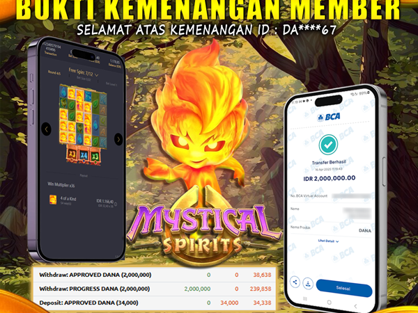 KEMENANGAN MEMBER BERMAIN DI MYSTICAL SPIRITS PG SOFT
