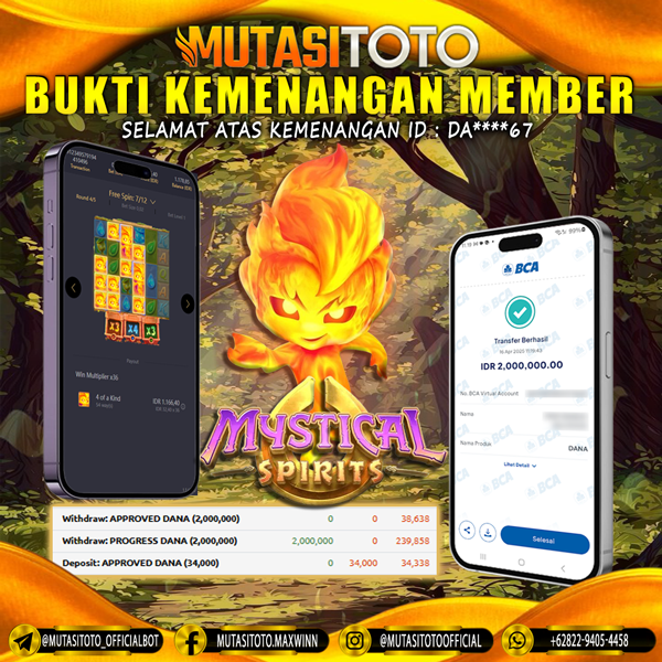 KEMENANGAN MEMBER BERMAIN DI MYSTICAL SPIRITS PG SOFT