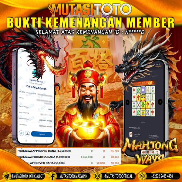 KEMENANGAN MEMBER BERMAIN DI MAHJONG WAYS PG SOFT
