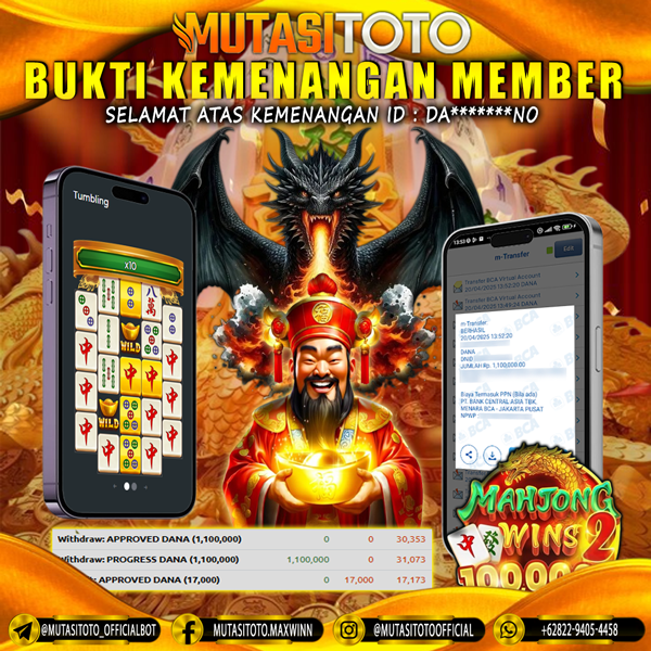 KEMENANGAN MEMBER BERMAIN DI MAHJONG WINS 2 PRAGMATIC PLAY