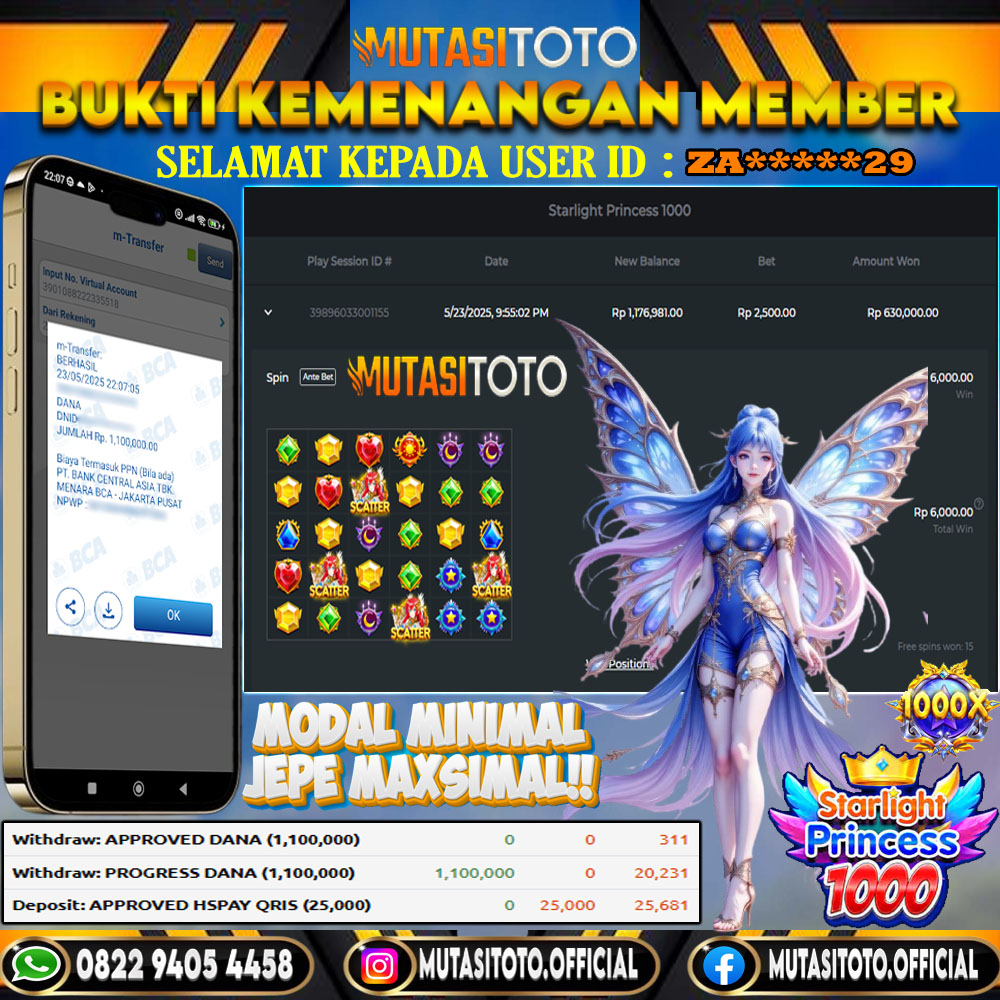 KEMENANGAN MEMBER BERMAIN DI STARLIGHT PRINCESS 1000