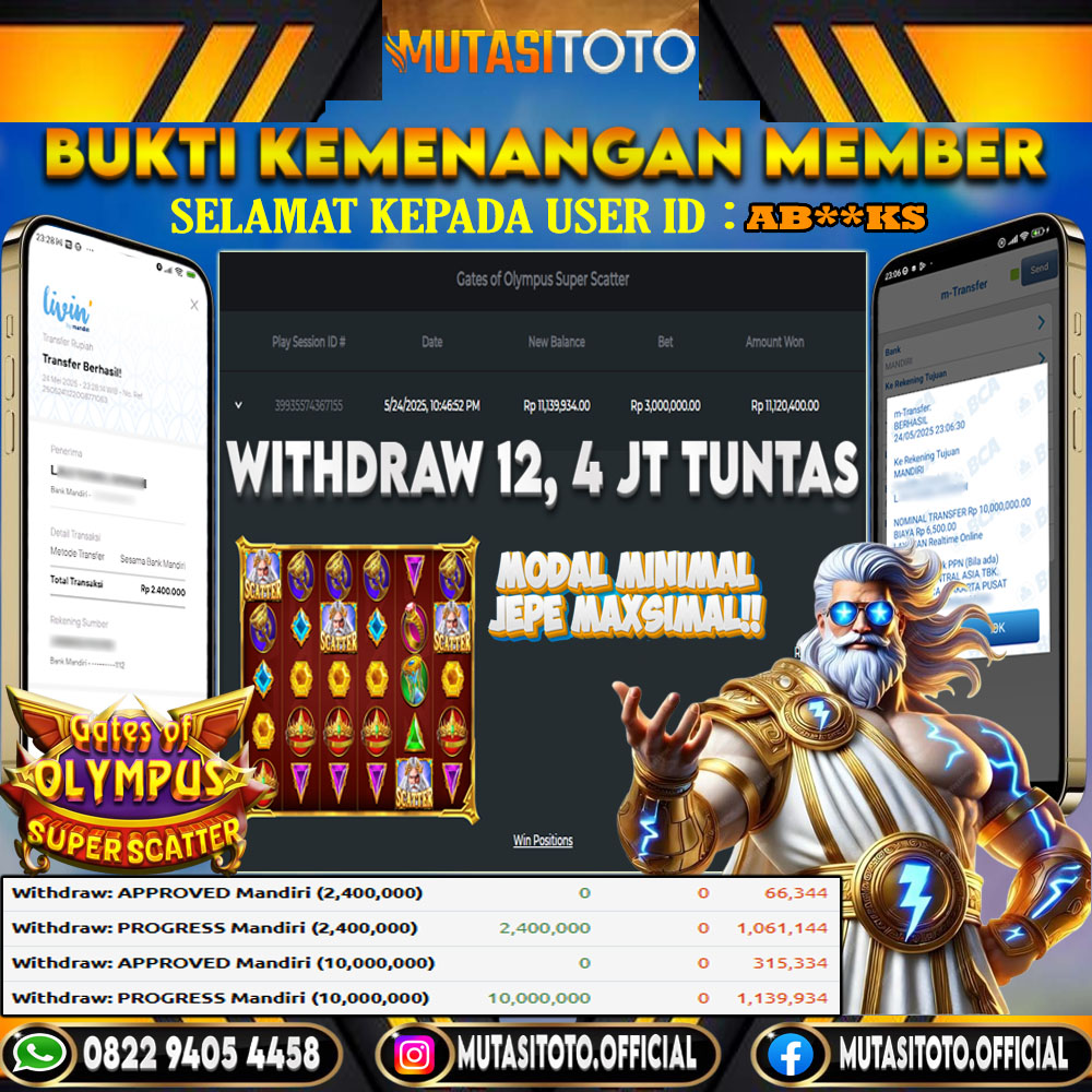 KEMENANGAN MEMBER BERMAIN DI GATES OF OLYMPUS SUPER SCATTER