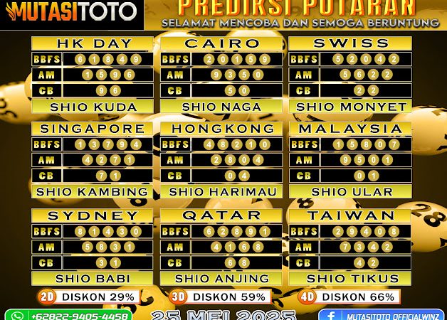 PREDIKSI JITU TOGEL “MutasiToto 25 MEI 2025”