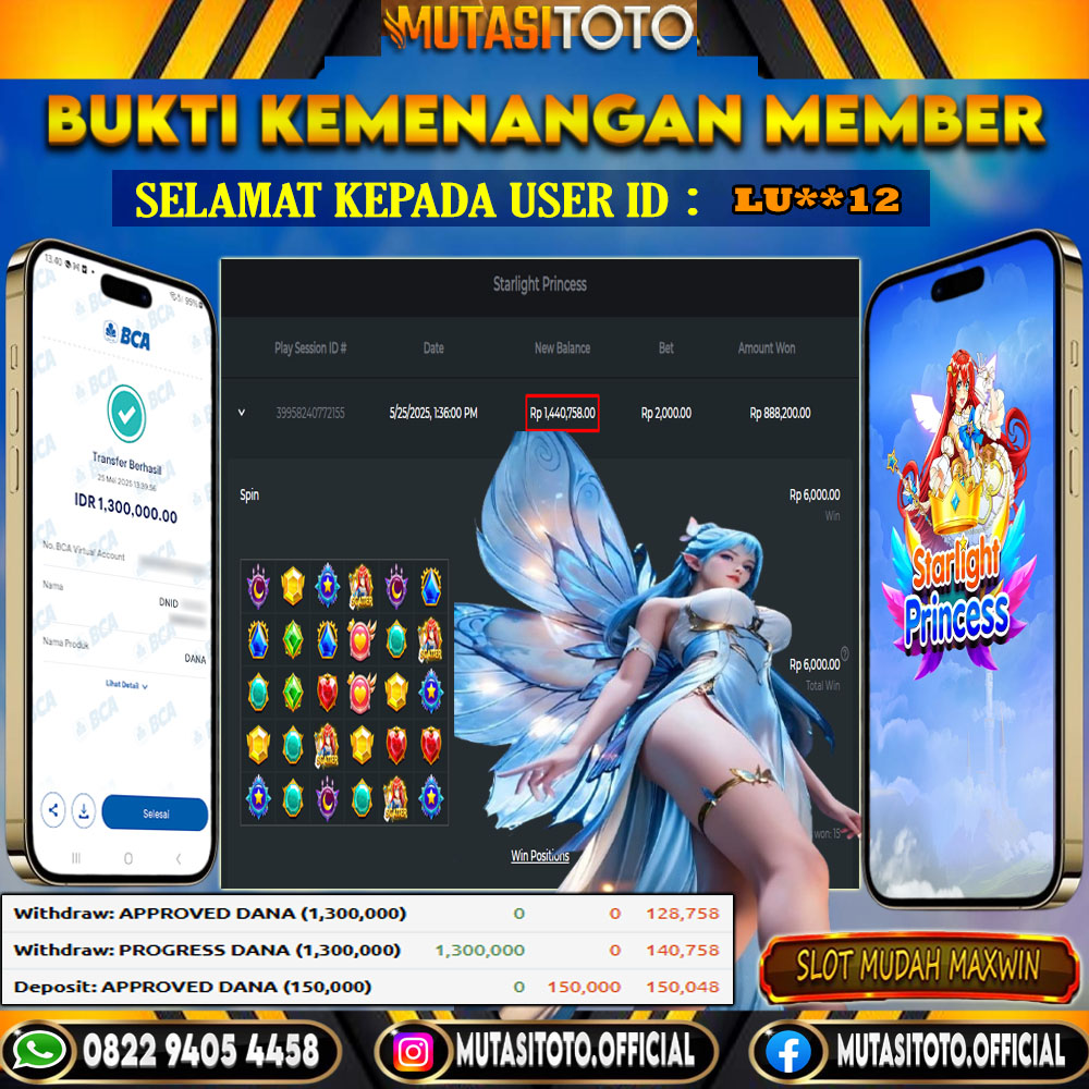 KEMENANGAN MEMBER BERMAIN DI STARLIGHT PRINCESS