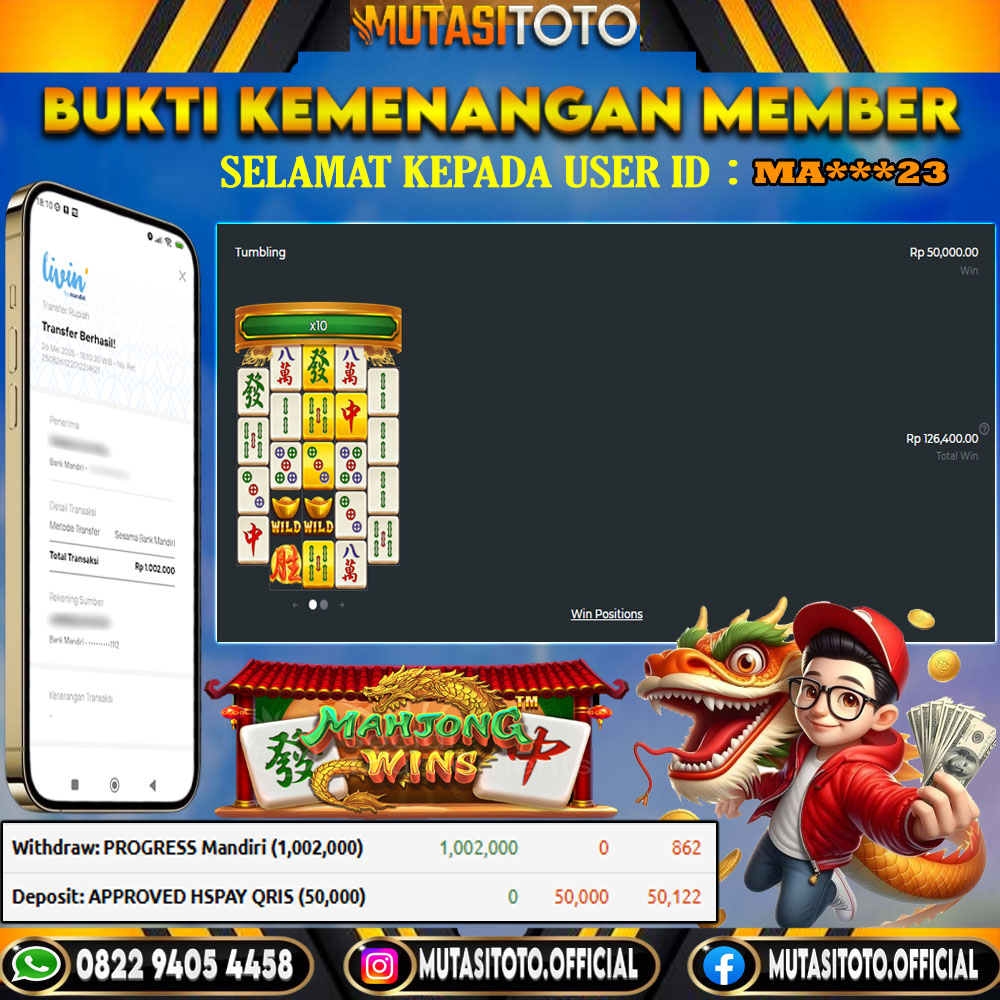 KEMENANGAN MEMBER BERMAIN DI MAHJONG WINS 2 PRAGMATIC PLAY