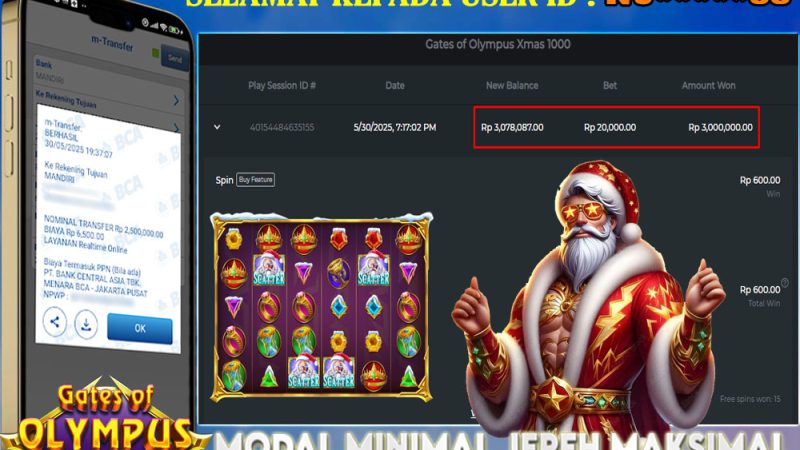 KEMENANGAN MEMBER BERMAIN DI GATES OF OLYMPUS XMAS 1000