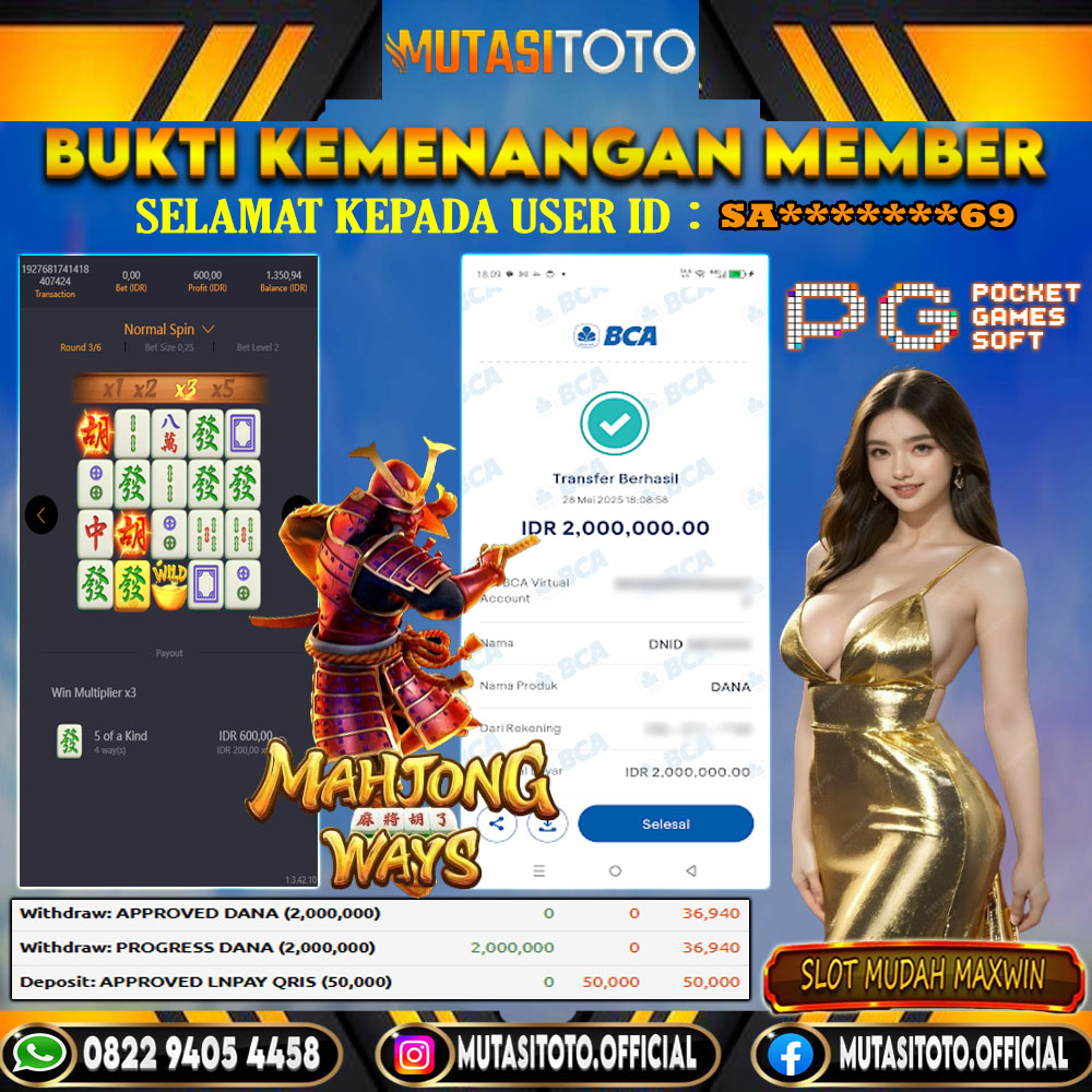 KEMENANGAN MEMBER BERMAIN DI MAHJONG WAYS PG SOFT
