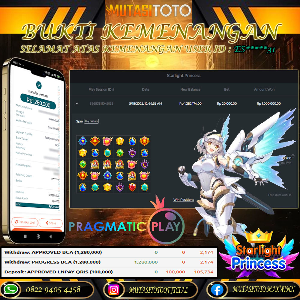 KEMENANGAN MEMBER BERMAIN DI STARLIGHT PRINCESS