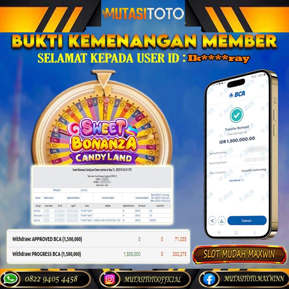 KEMENANGAN MEMBER BERMAIN DI LIVE – SWEET BONANZA CANDYLAND