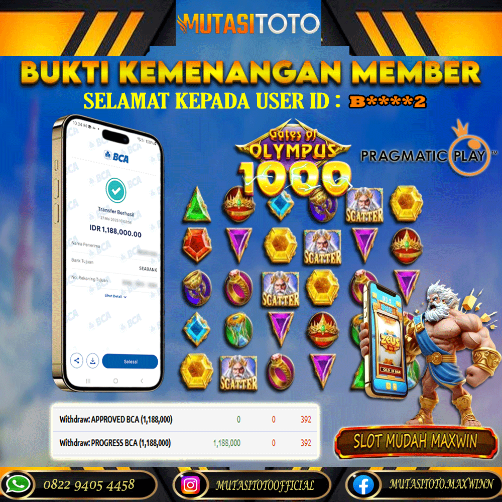 KEMENANGAN MEMBER BERMAIN DI GATES OF OLYMPUS 1000
