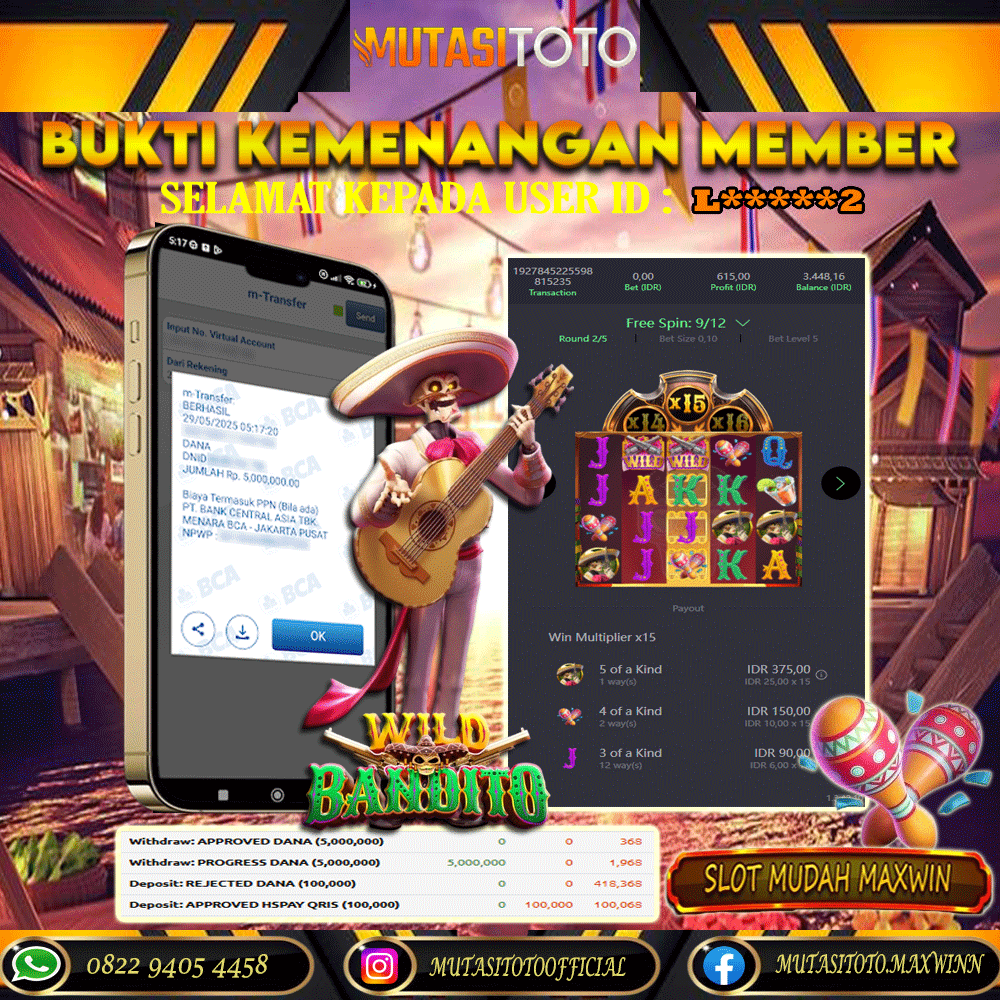 KEMENANGAN MEMBER BERMAIN DI WILD BANDITO PG SOFT