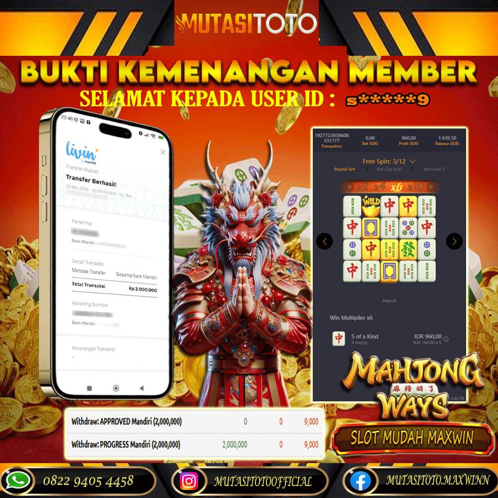 KEMENANGAN MEMBER BERMAIN DI MAHJONG WAYS PG SOFT