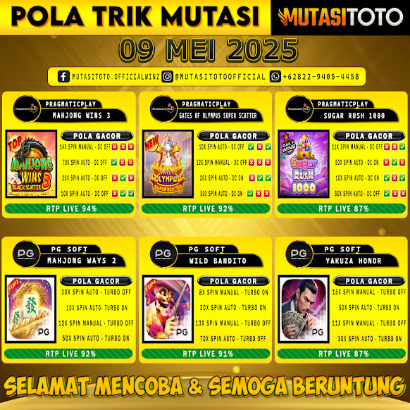 POLA GACOR TERUPDATE 09 MEI 2025 – MUTASITOTO