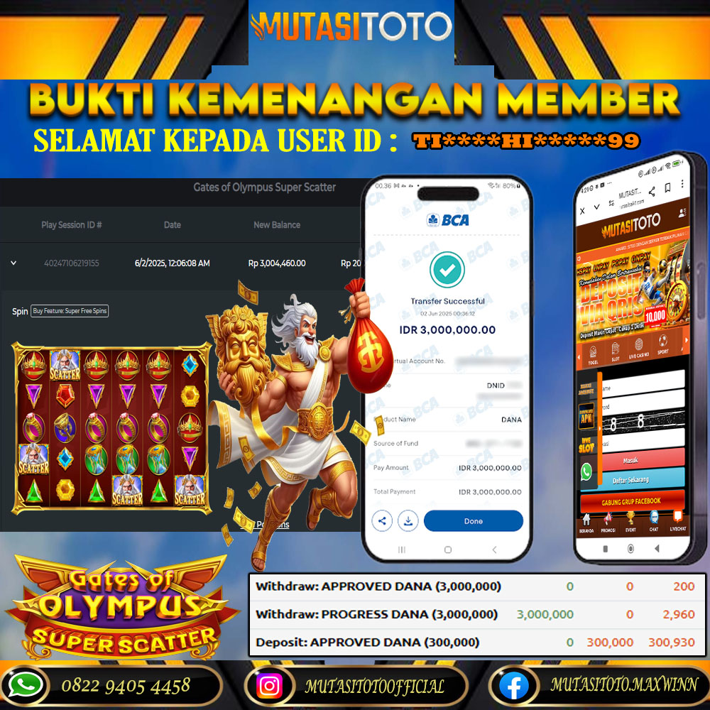 KEMENANGAN MEMBER BERMAIN DI GATES OF OLYMPUS SUPER SCATTER