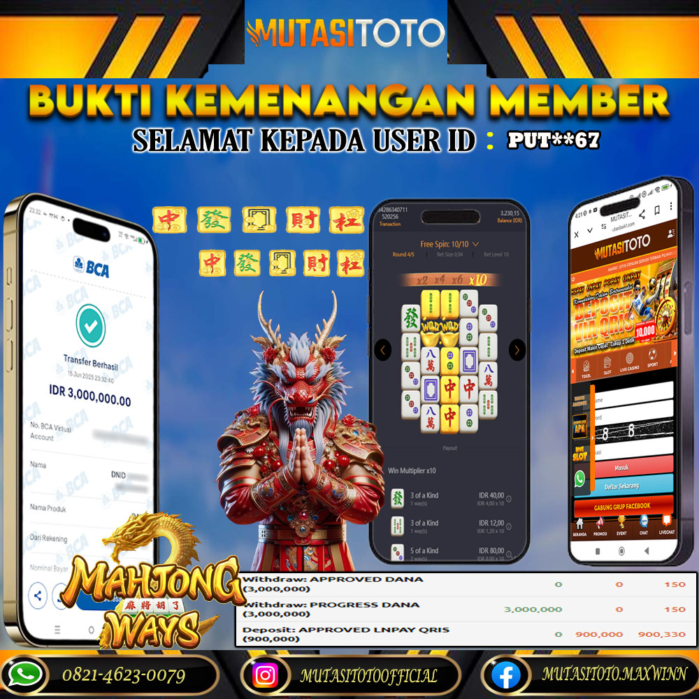 KEMENANGAN MEMBER BERMAIN DI MAHJONG WAYS 2