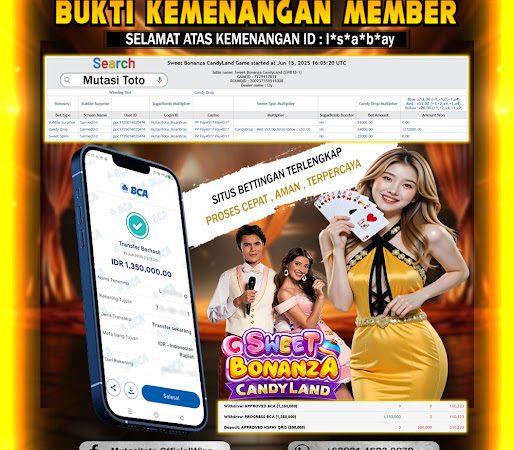 KEMENANGAN MEMBER BERMAIN DI LIVE – SWEET BONANZA CANDYLAND